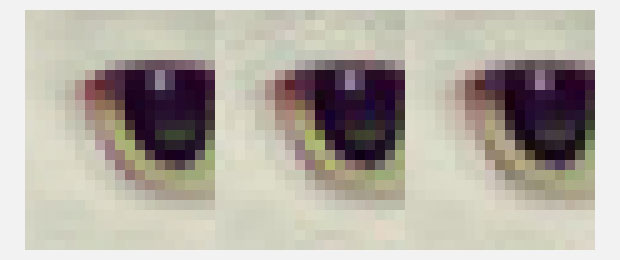 20x24 pixel zoomed areas from a picture of a cat's eye