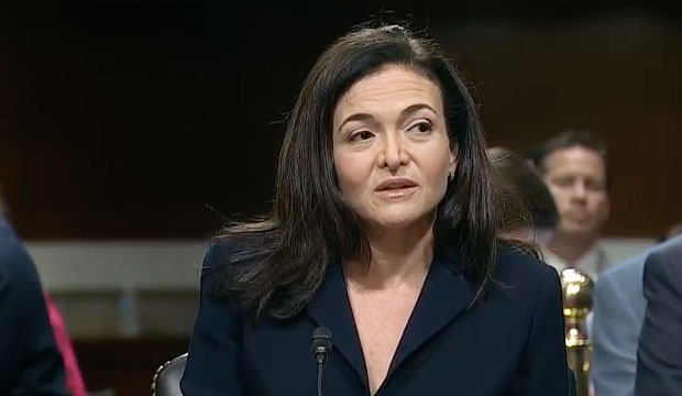 Facebook COO Sheryl Sandberg testifies before The Senate Intelligence Committee in a hearing on foreign influence operations and their use of social media platforms on Sept. 5, 2018.