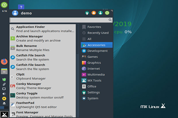 MXLinux Xfce desktop