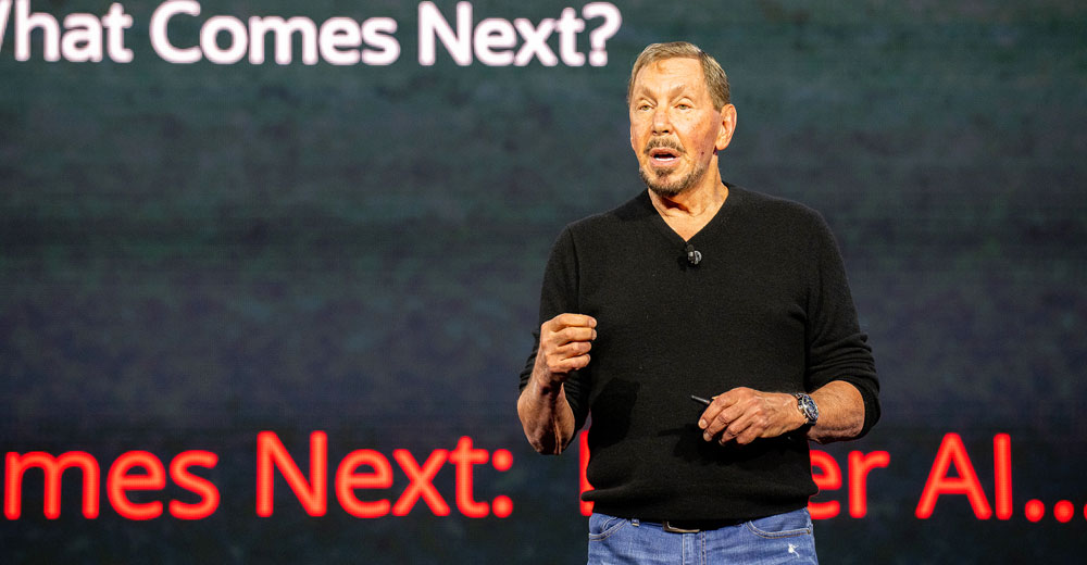 Oracle chairman and CTO Larry Ellison at CloudWorld 2023